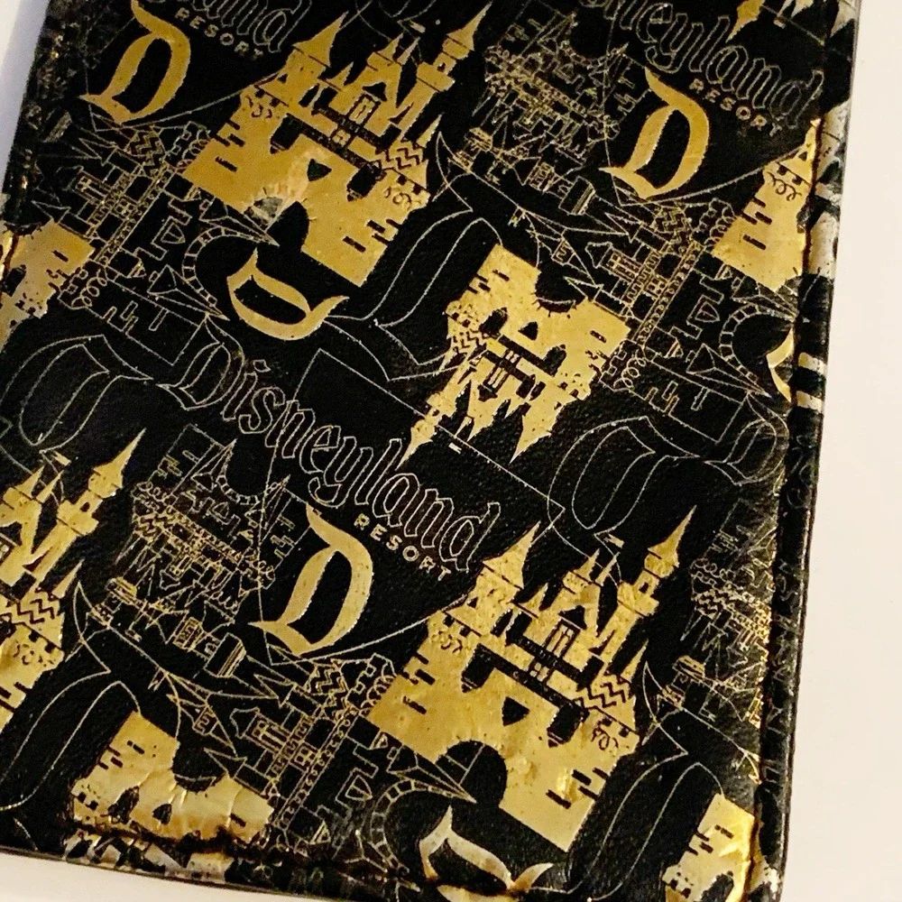 Disneyland Parks Luggage ID Tag black retractable Gold‎ foil castle Disney